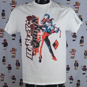 DC Comics Harley Quinn official classic retro graphic Med white & red t-shirt